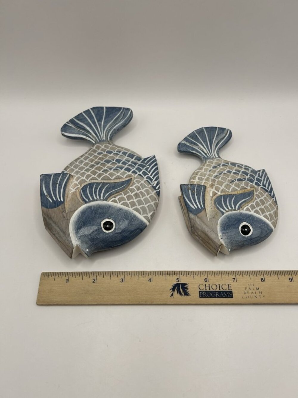 Pair Hand Painted Carved Wood Tropical Fish Coastal Beach Nautical Decor Vintage - Picture 16 of 16